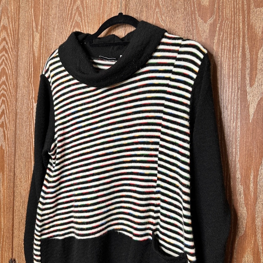 Italian Wool Abstract Rainbow Striped Women's Maternity Oversized Small Sweater - Picture 2 of 9